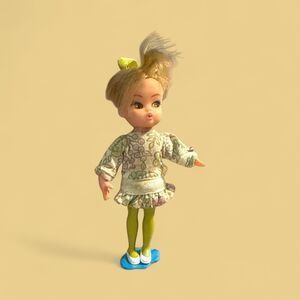 1960s Hasbro Dolly Darling Blonde Doll Green Dress White Shoes Vintage Rare